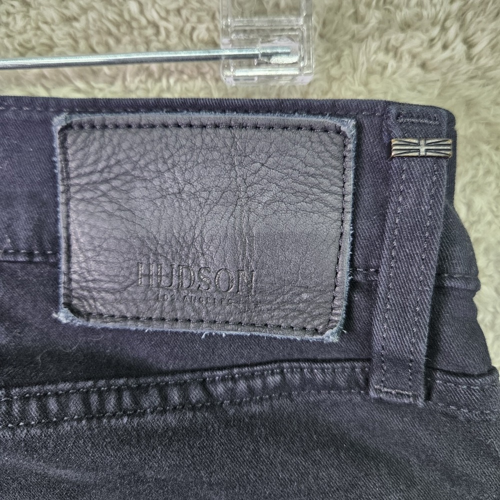 Hudson Blake Slim Straight Jeans Mens 34 Black Stretch Denim 30" Inseam Mid Rise - Picture 6 of 12